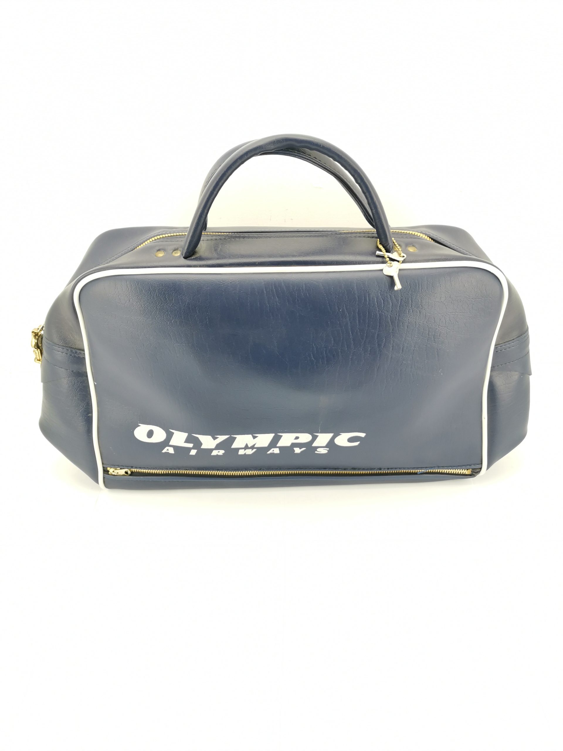 ΣΥΛΛΕΚΤΙΚΗ ΤΣΑΝΤΑ ΔΕΡΜΑΤΙΝΗ "OLYMPIC AIR WAYS" ΜΕ ΛΟΥΚΕΤΟ ΕΠΟΧΗΣ 1980